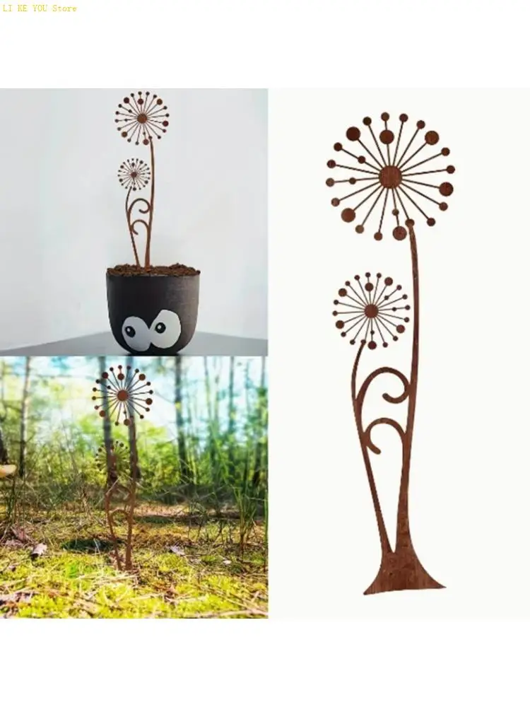 

W3JE антикварные ржавые одуванчики, садовые колья, уличный дворовый кол, декор для земли, защита от непогоды, художественный для