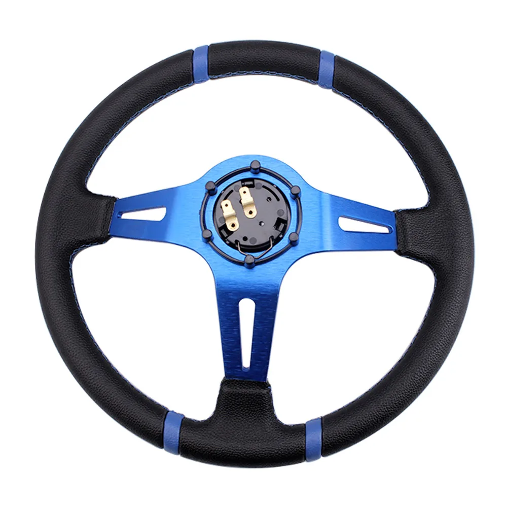 Soft Leather Aluminum Universal 14inch 350mm Drifting Steering Wheel/Leather Car Steering Wheel Suitable for Most Cars RS-STW026