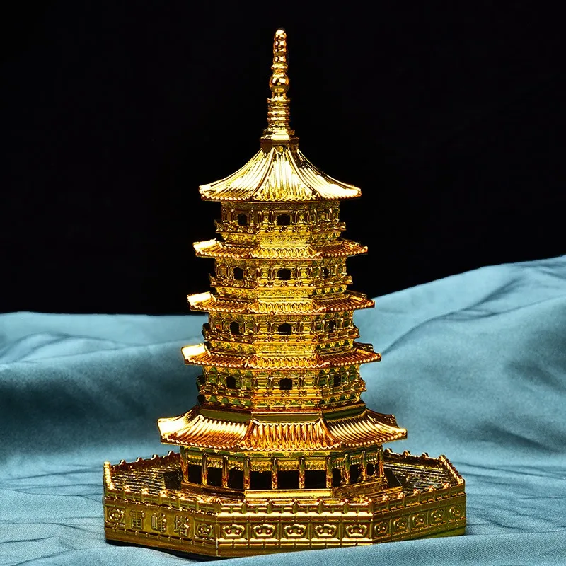 

Lei Feng Pagoda Chinese Ancient Architecture Zinc Alloy Metal Model Iron Tower Model Broken Bridge Features