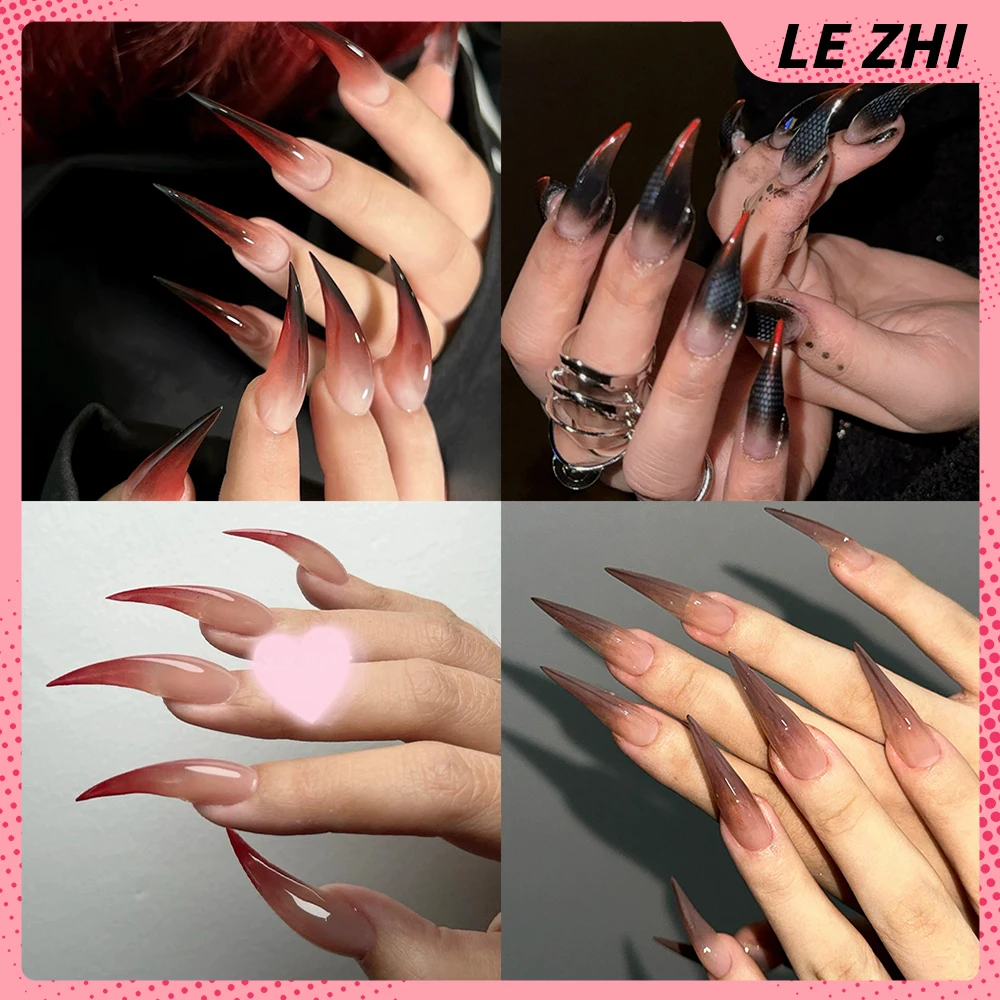 

10Pcs Y2K Dark Punk Style Beast Claw Handmade Press On Nail Spice Girl Gradients Dragon Shape Claw Reusable Full Cover Nails