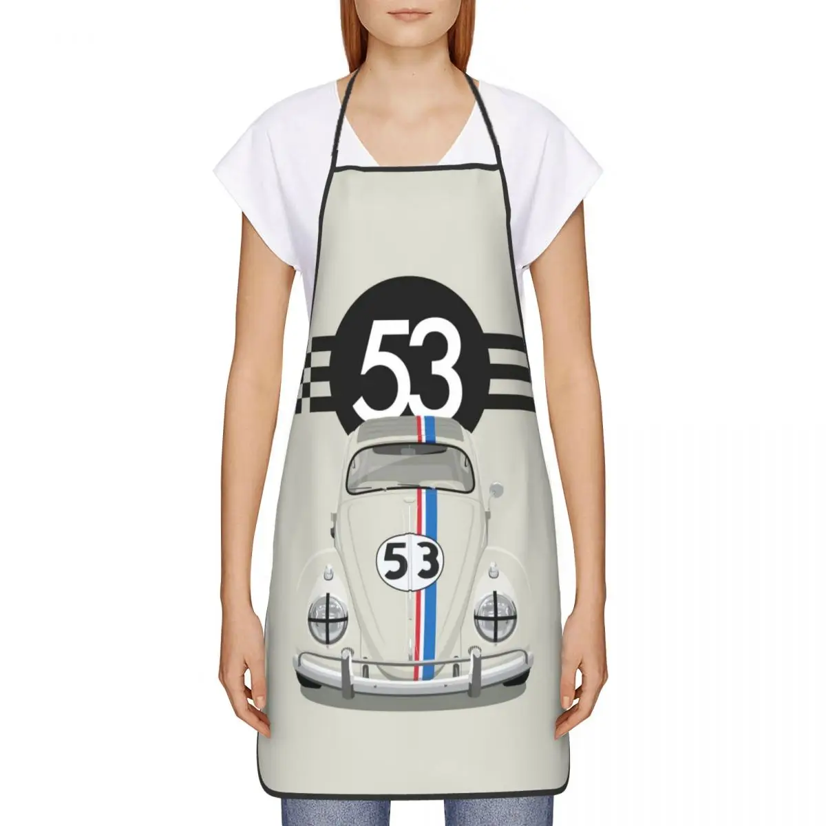 Custom Classic Racing Car Herbie Funny Aprons Men Women Adult Unisex Kitchen Chef Bib Tablier Cuisine Cooking Baking Painting