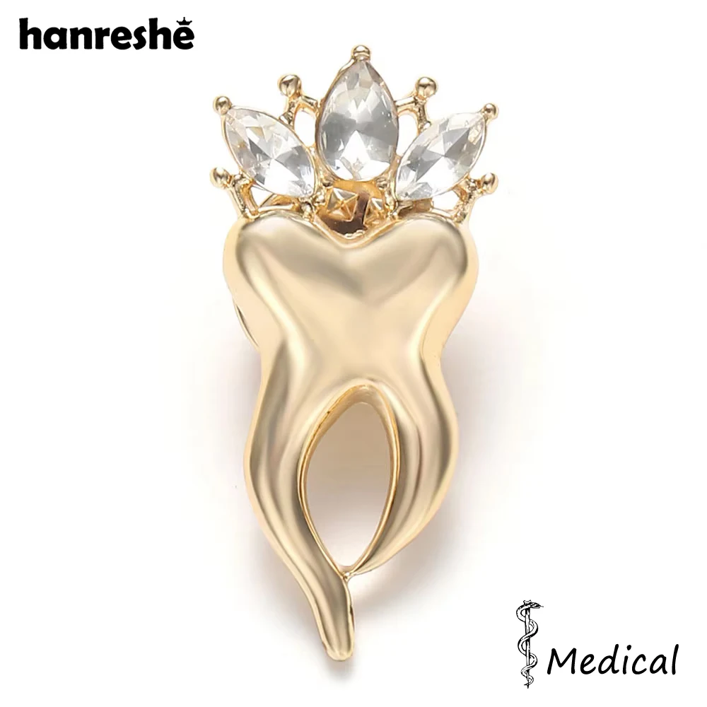 Hanreshe Exquisite Zircon Crystal Tooth Brooch Pin Small Medical Enamel Lapel Jewelry Badge Accessories For Doctors And Nurses