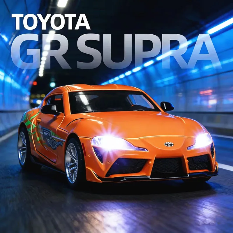 

WELLY 1:32 Toyota Supra Supercar Alloy Car Diecast Toy Car Model Sound and Light Children Toy Collectible Birthday Gift Ornament