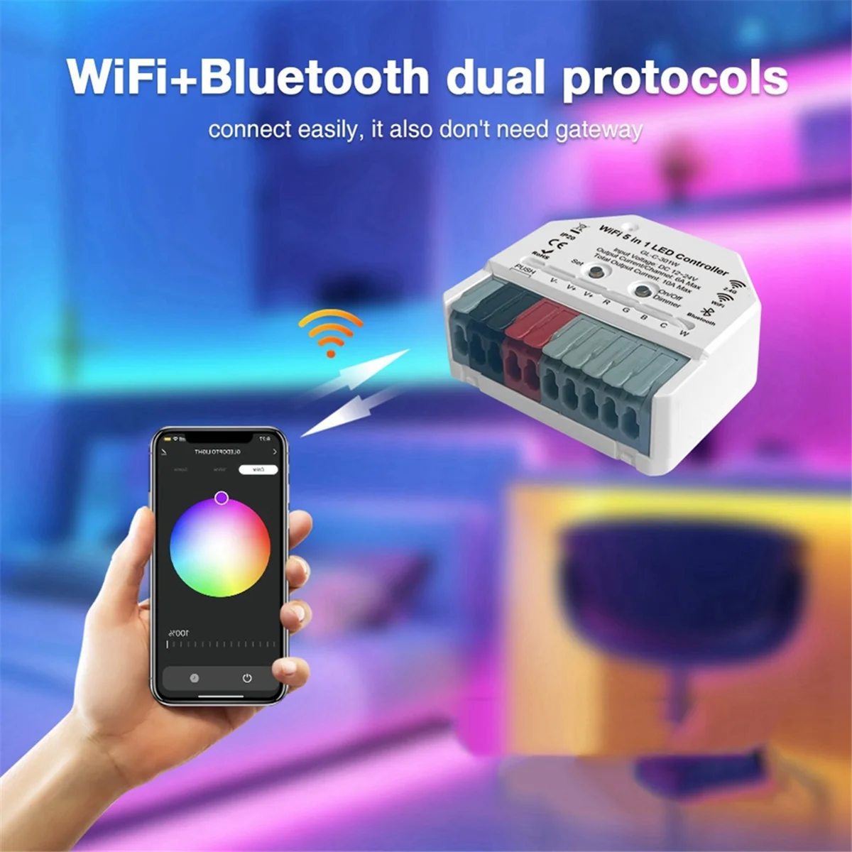 

5-in-1 WiFi LED Light Strip Controller Tuya App,for Home Lighting