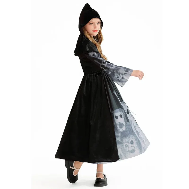 子供用ニュートラルゴーストデーメンターコスプレアップドレスアップ、ケープハロウィンホラーコスチューム、フード付きマント小道具sf/1