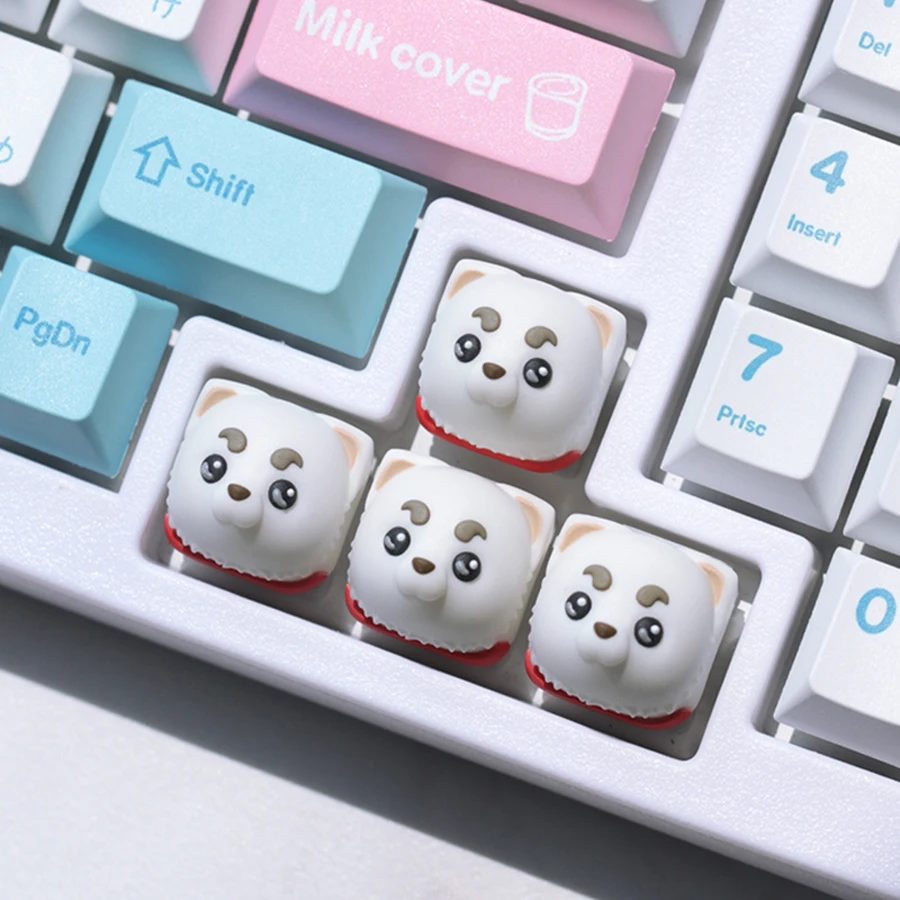 3D GINTAMA Sadaharu Cute KeyCaps Resin Layered Drip Gel MX Switches Anime Peripherals Keycap for Mechanical Keyboard Accessories