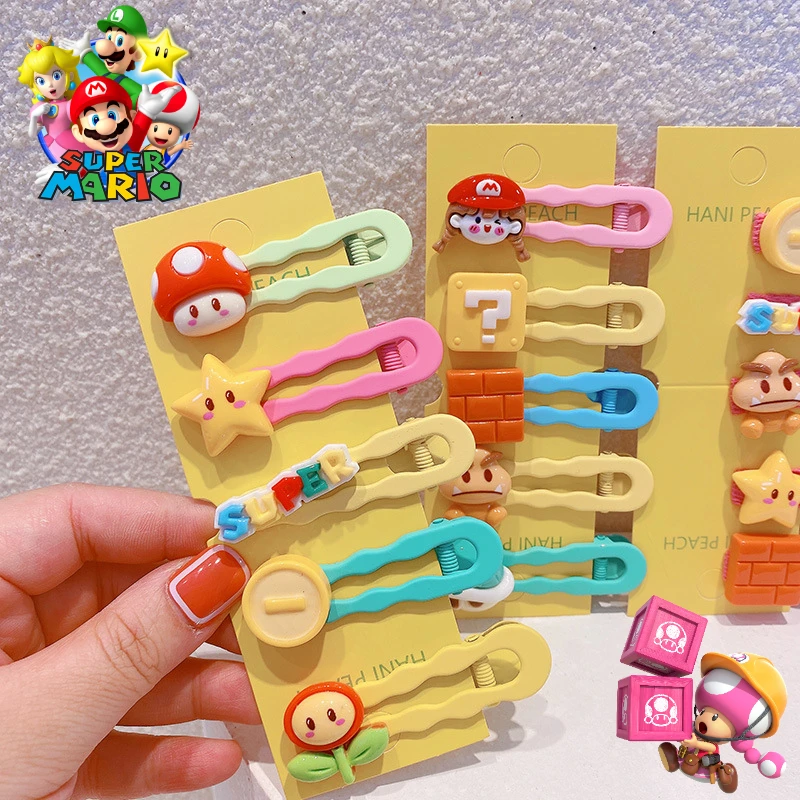 

Game Super Mario Hair Clip Cartoon Figure Peripherals Children's Mushroom Star Kindergarten Headdress Decoration Kawaii Gifts