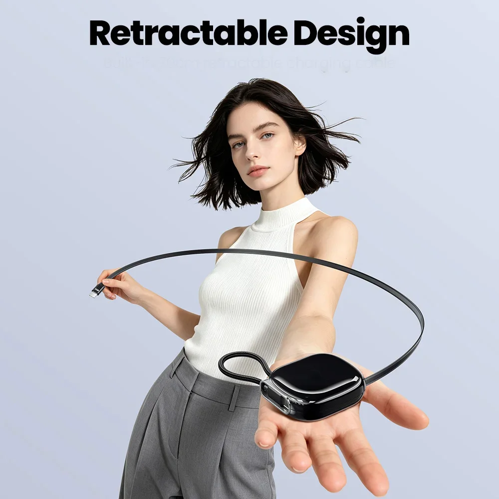 Retractable 240W USB C Cable for iPhone 18 Magnetic Single-Pull Lanyard Fast Charging Type C Fast Charger Data Cord for Samsung