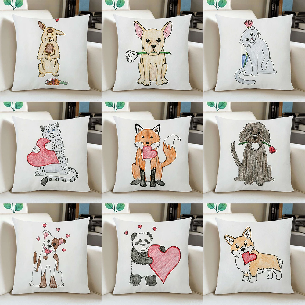 

45X45CMColored Pet Print Pattern Cushion Cover for Home Living Room Sofa Car Decoration Throw Pillow