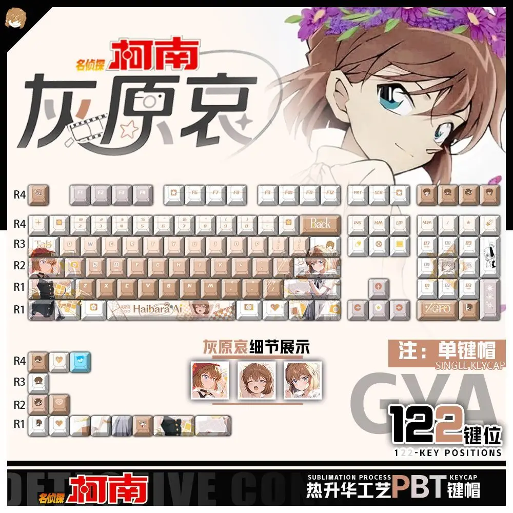 

122 Keys Anita Hailey Custom Keycaps Inference Anime Game Chreey PBT Transparent for Made68 Mad68 Wooting 60 Mechanical Keyboard