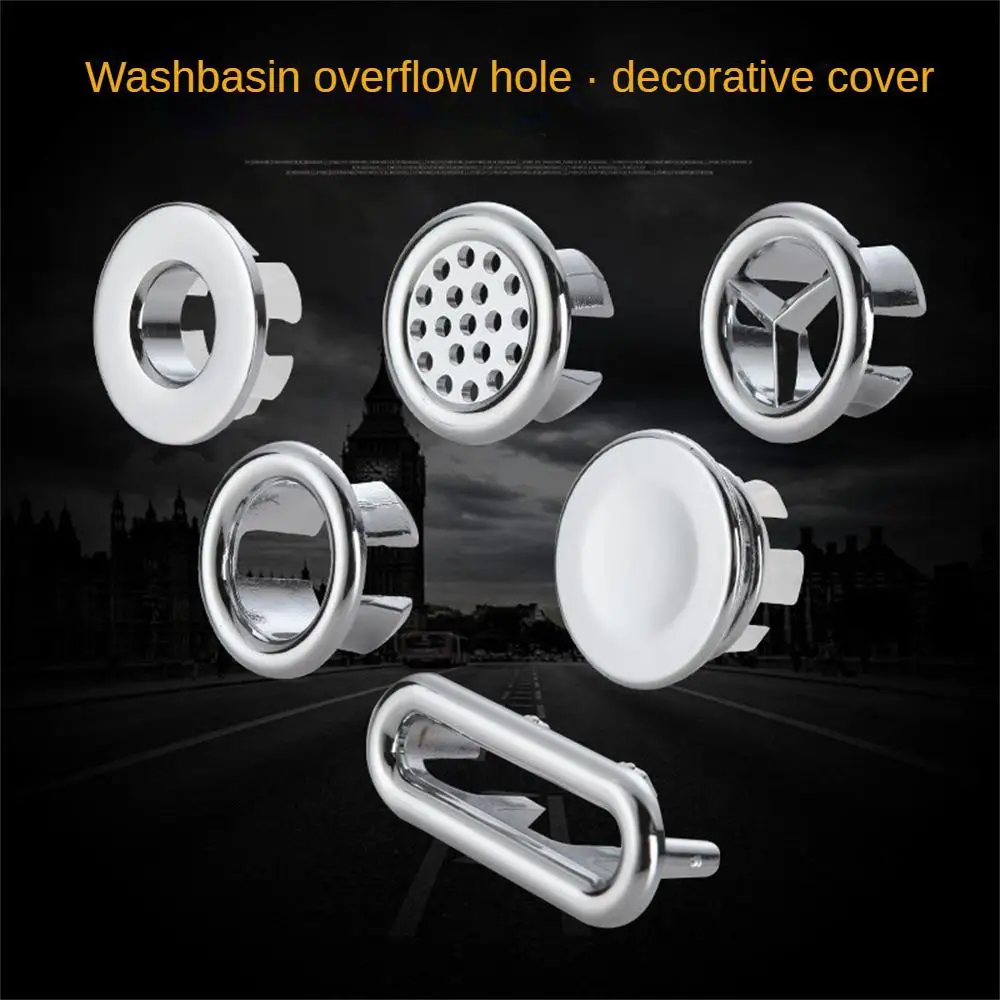 1/2/6PCS Kitchen Bathroom Basin Circular Overflow Drain Cover Decoration Bathtub Sink Hole Overflow Hollow Washbasin Overflow