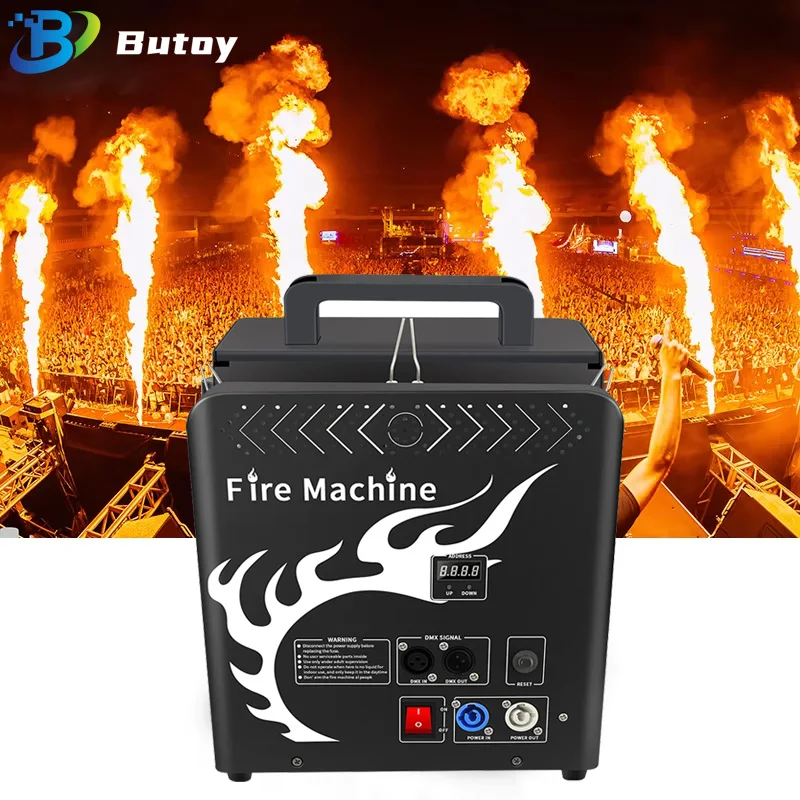 300W Fire Machine Three Heads DMX512 Control Flame Machine Stage Special Effect Lighting Flamethrower Music Festival Christmas