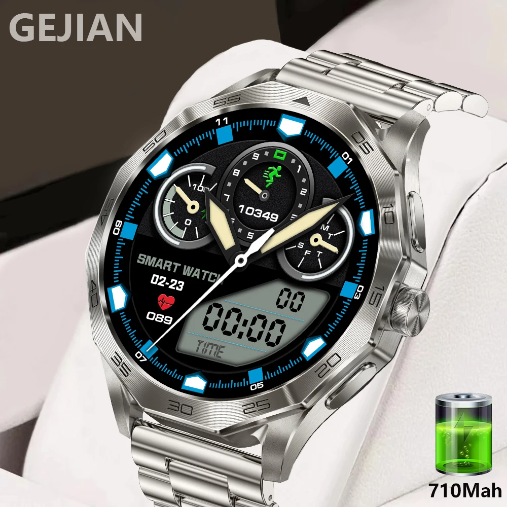 

GEJIAN 1.85-inch high-definition full circle screen, one click Bluetooth connection, step tracking map, smart call watch