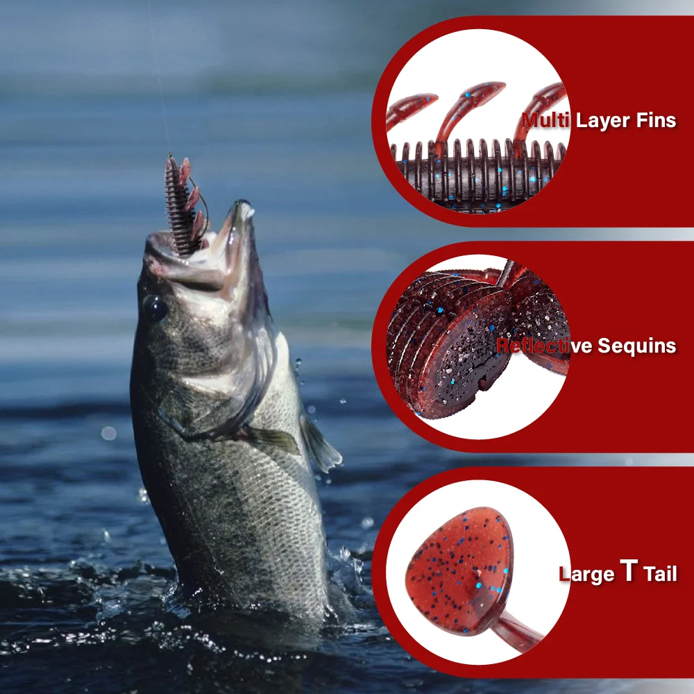 SOLOKING 6 Stück/Set Weicher Köder Fat Bug für Barschangeln 83mm 8,3g Forellen-, Barsch-, Hecht-Angelköder Weichköder Swimbait Angelköder-Set – Detail 6