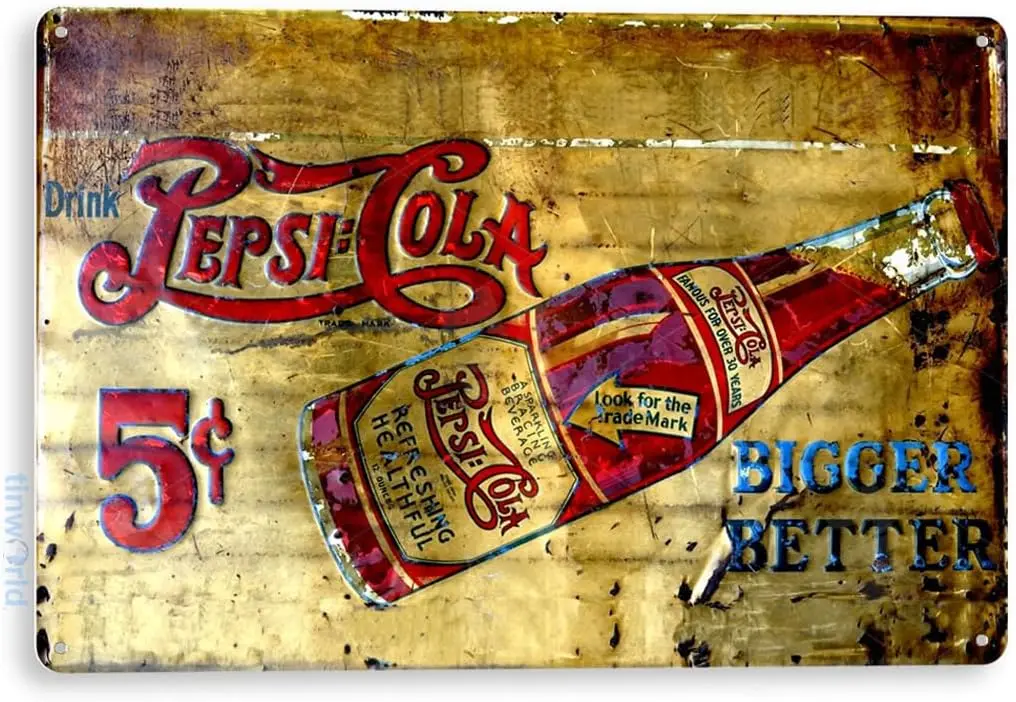 Tinworld-letrero de estaño PepsiCola, decoración de Metal, arte de pared, tienda de Cola, cocina, A138