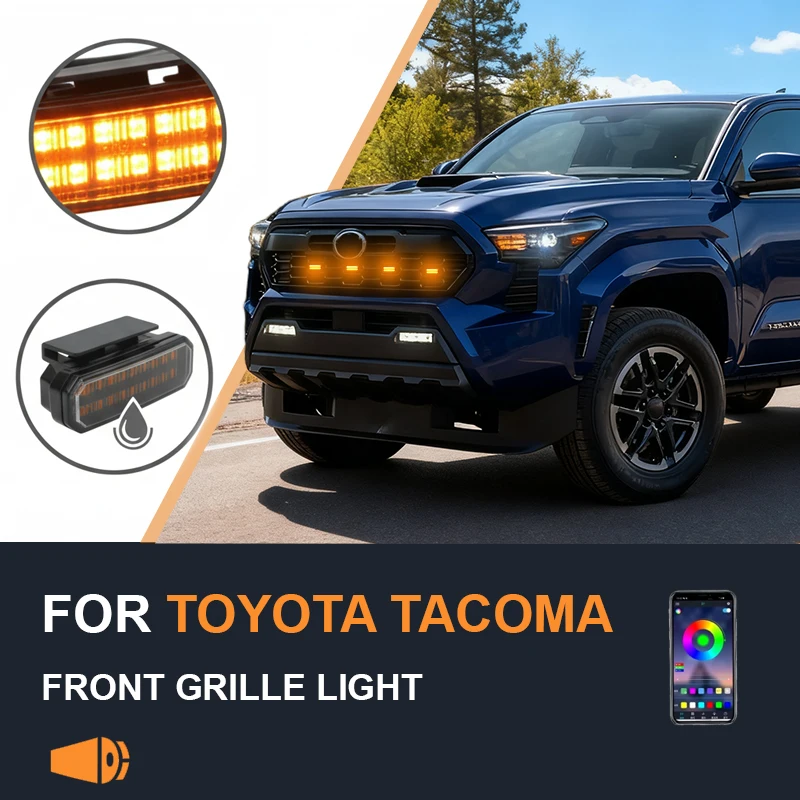 

FOR TOYOTA Tacoma Specialized center grid small yellow light Front Grille Lights LED Decorative Warning Light Pickup 12V ﻿
