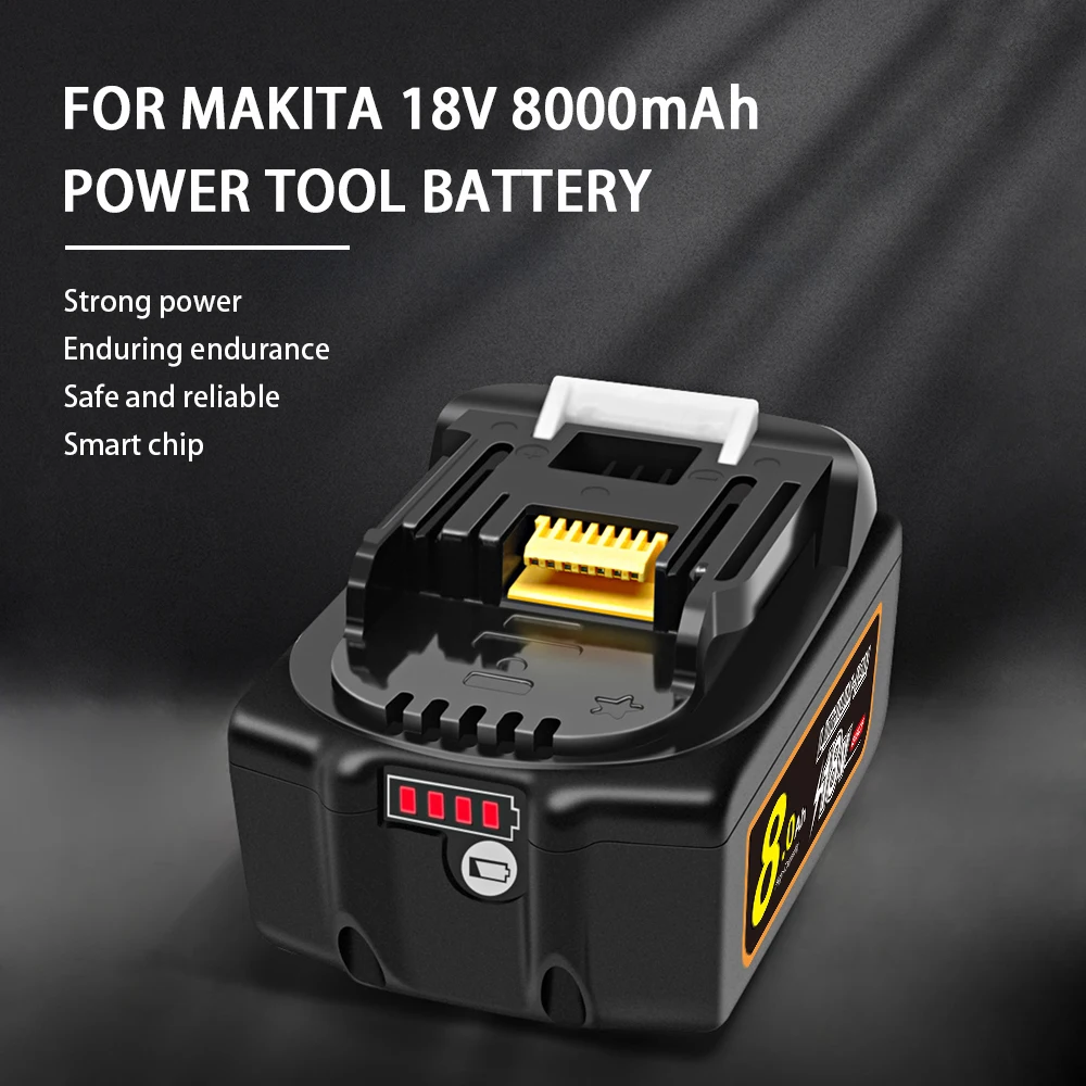 

18V 8000mAh Rechargeable Power Tools Battery For Makita with LED Li-ion Replacement LXT BL1860B BL1860 BL1850+3A Charger