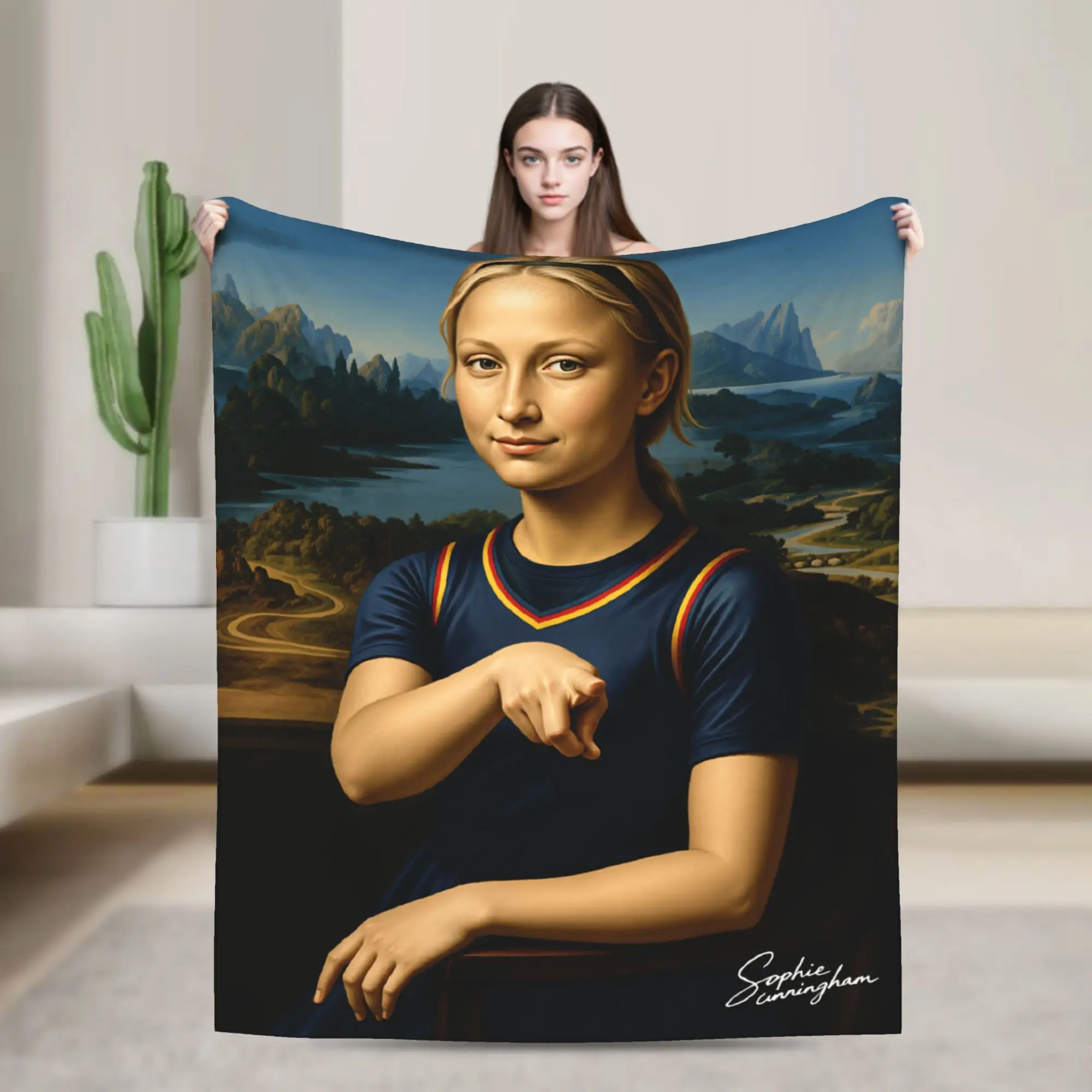 Sophie Cunningham As Mona Lisa Point God Throw Blanket Soft Comfy Funny Blanket  For Living Room Travel Bedspread Bed Cover