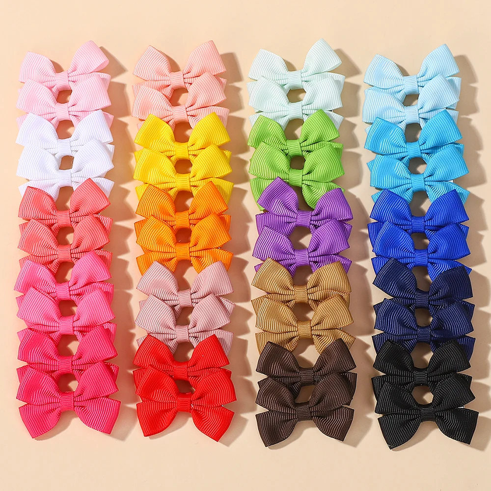 10/20/30Pcs Random solid color hair gripes for kids girls lovely hair bangs ribbon alloy hairclip children hair accessories