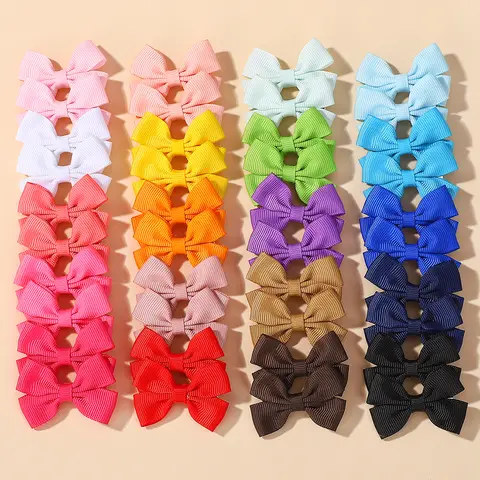 10/20/30Pcs Random solid color send hair gripes for kids girls lovely hair bangs ribbon alloy hairclip children hair accessories