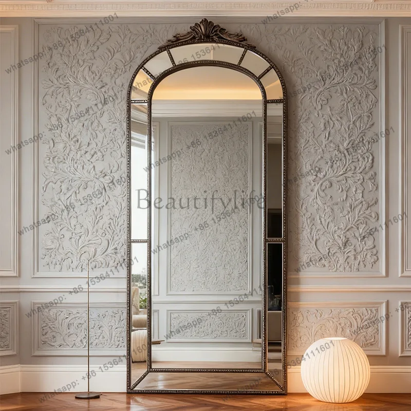 

Винтажное арочное зеркало yj9 в черной раме для дома, напольное зеркало для прихожей, устанавливаемое у стены.