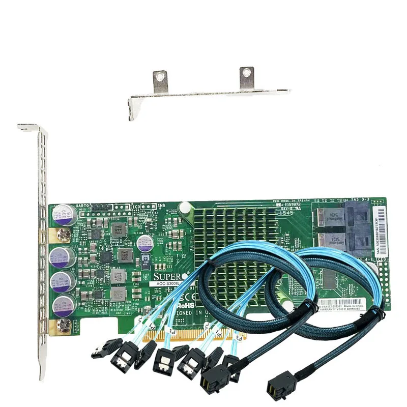 Supermicro AOC-S3008L-L8E LSI 9300-8i 12Gbps SAS HBA IT mode ZFS FreeNAS unRAID+8643 Cable*2