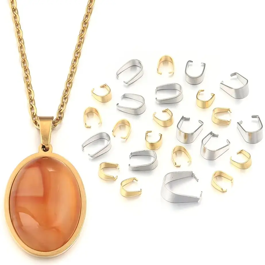 

20-200pcs/Lot Stainless Steel Pendant Clip Connector Pinch Bail Clasp DIY Jewelry Making Gold Color Clasps Findings Accessories