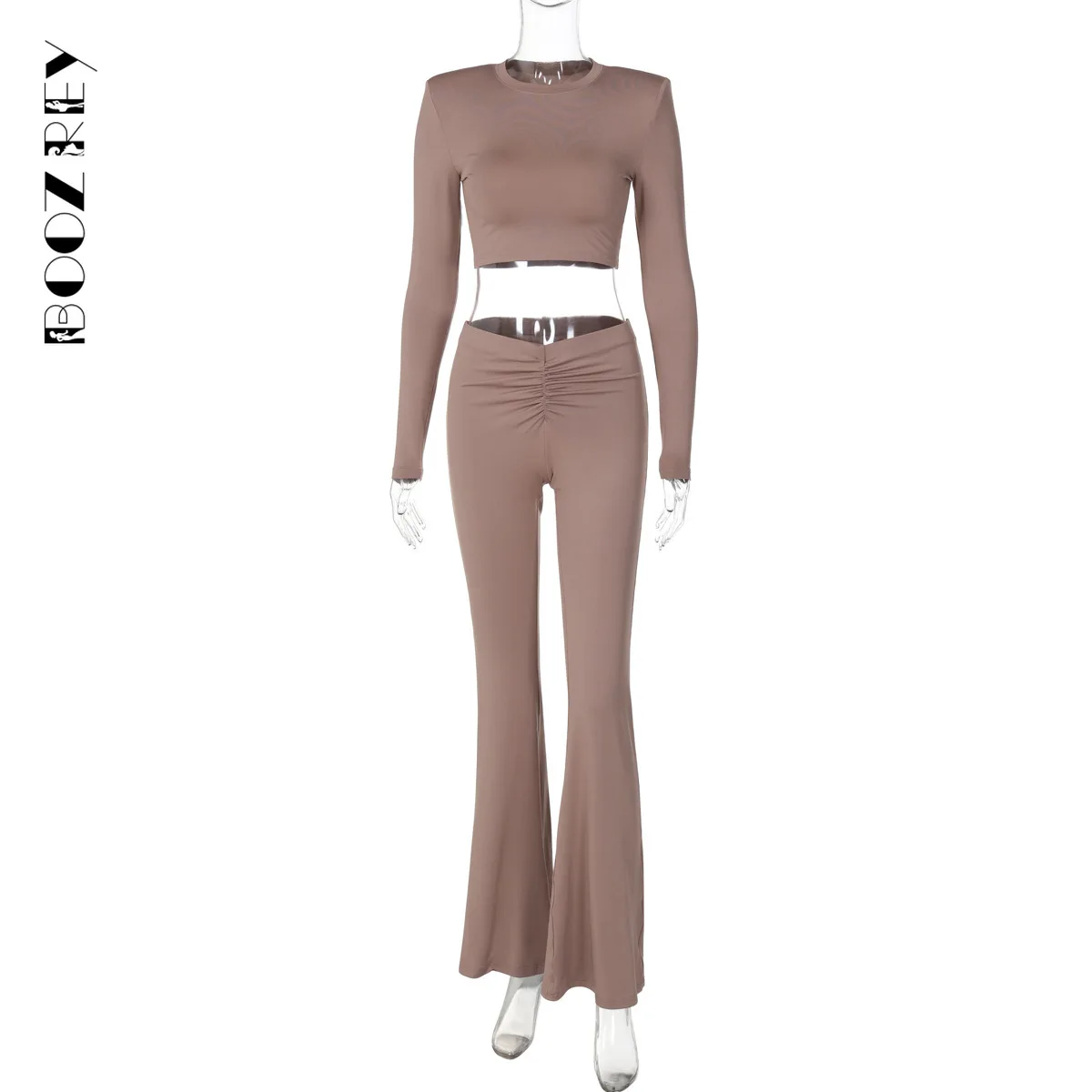 BoozRey Autumn Casual Tracksuit Women 2024 Long Sleeve Basic Y2K Tops Long Low Waisted Sexy Fashion Pants Elegant Two Piece Set