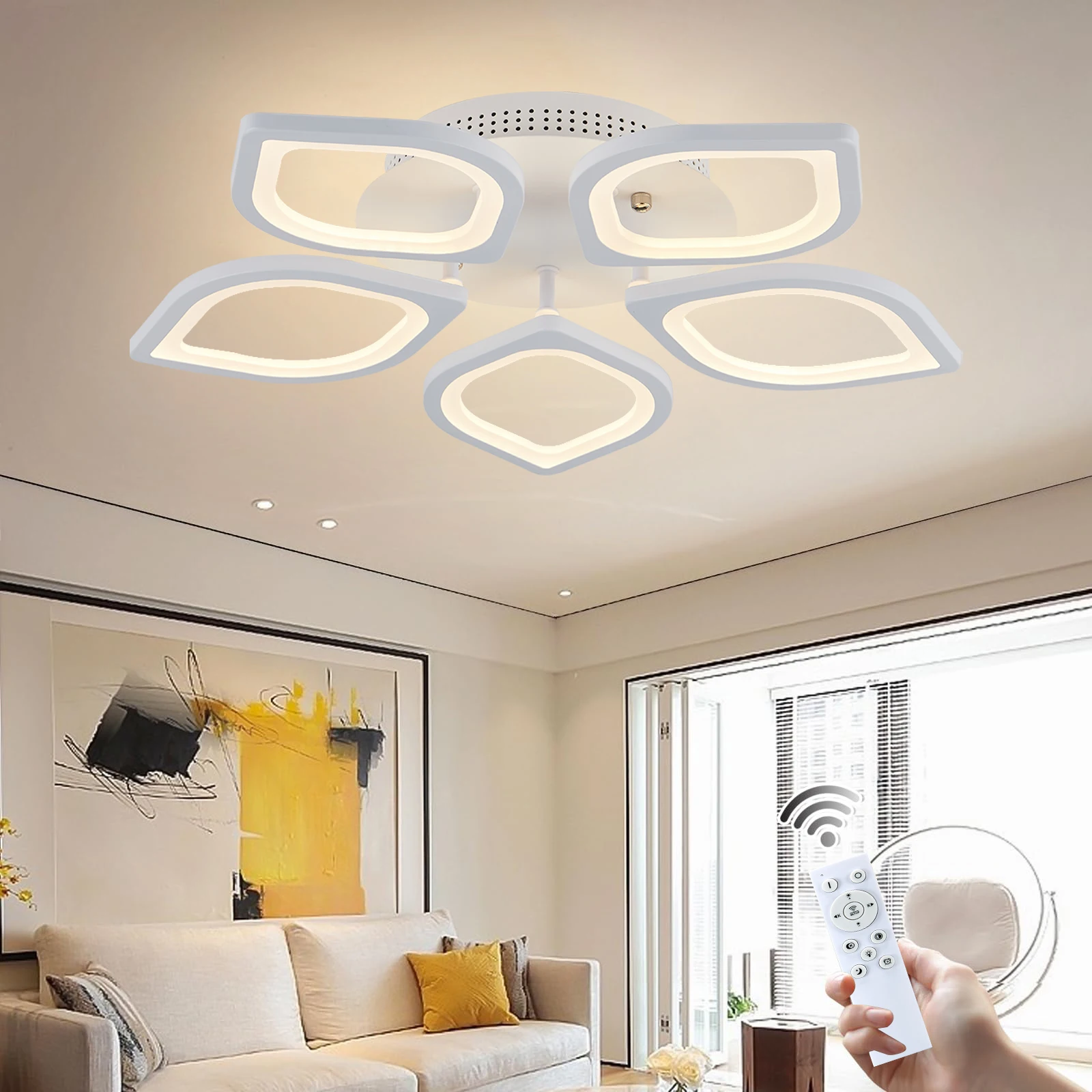 

LED petal ceiling lamp living room simple modern creative personality art master bedroom flower-shaped atmospheric lamps