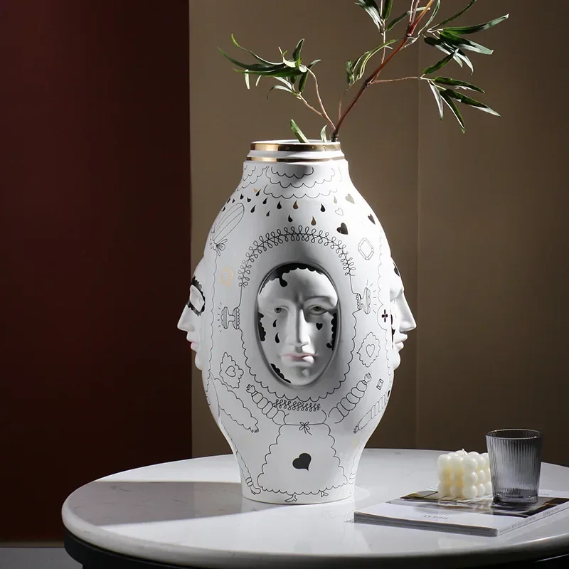 

Facial Ceramic Vase Desktop Flower Arrangement Floral Organ Large Hydroponic Vase Decorative Vases Ornaments Dried Flower Vases