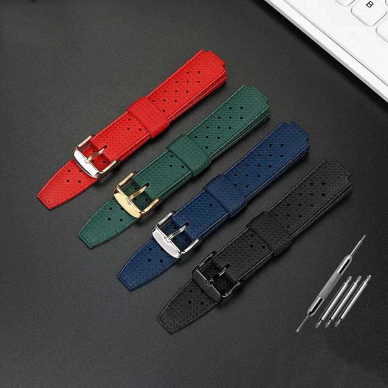 Rubber watchband For Louis Vuitton TAMBOUR Series LV Q1121 Q114k waterproof silicone Wrist band bracelet 20-12mm convex