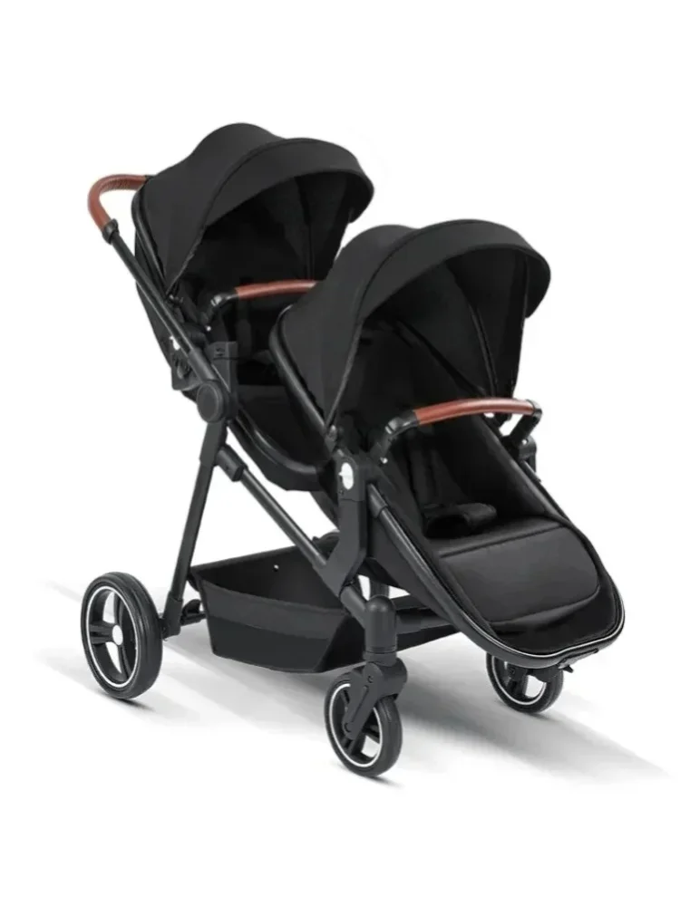 Tragbarer Multifunktionaler Zwillingskinderwagen Leichter Klappbarer Doppelsitz-Kinderwagen