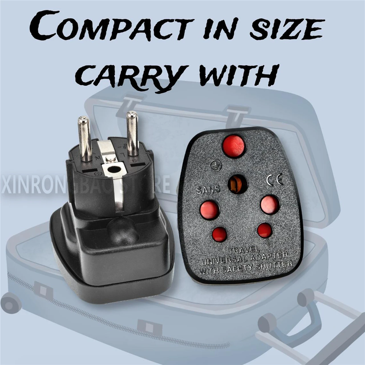 Large South Africa 3pin Universal To EU French German Korea Plug Adapter Power Outlet Travel Converter Swiss India AU UK US