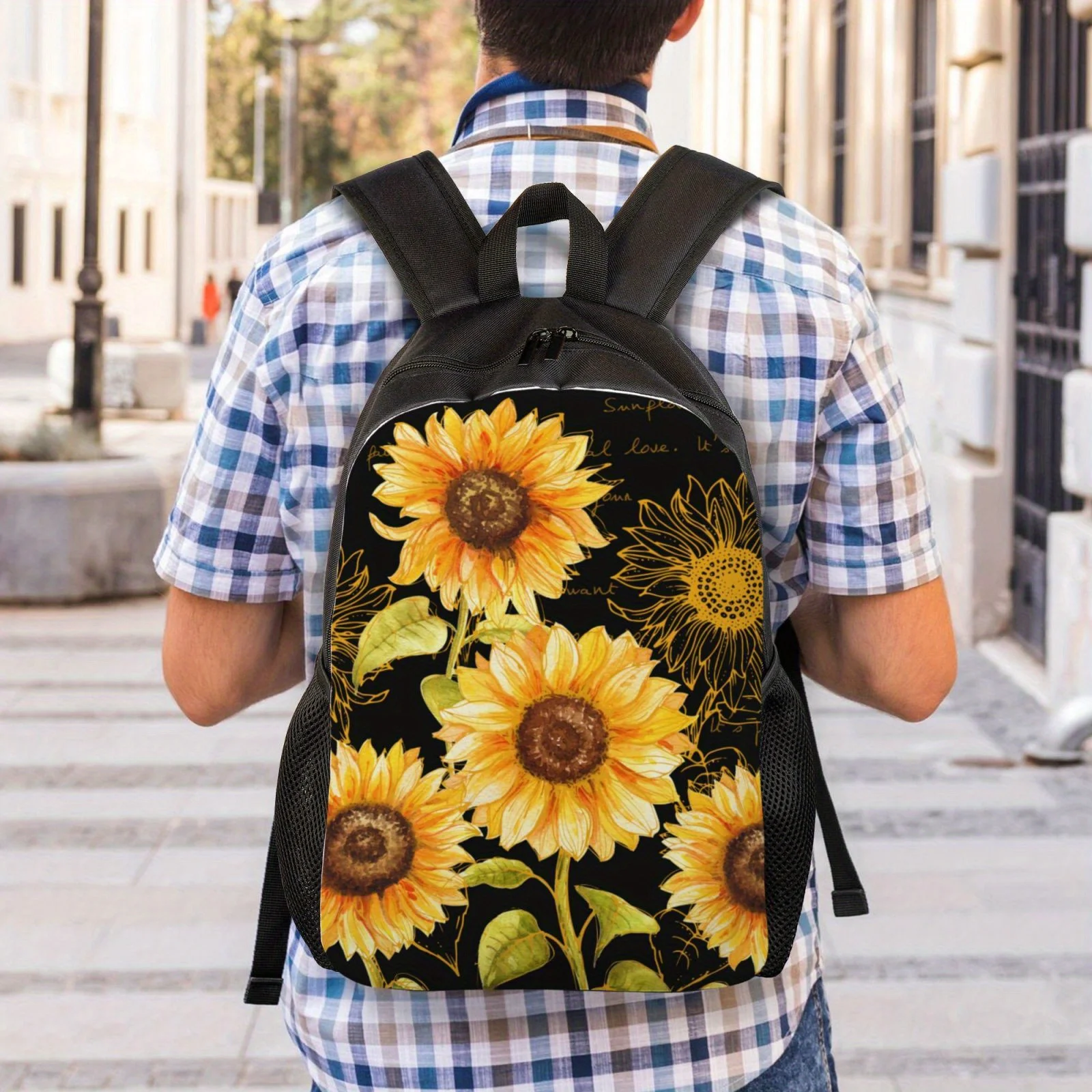 Mochila ligera de girasol de gran capacidad, bolsa para portátil espaciosa para la escuela, trabajo, negocios, viajes y Deportes