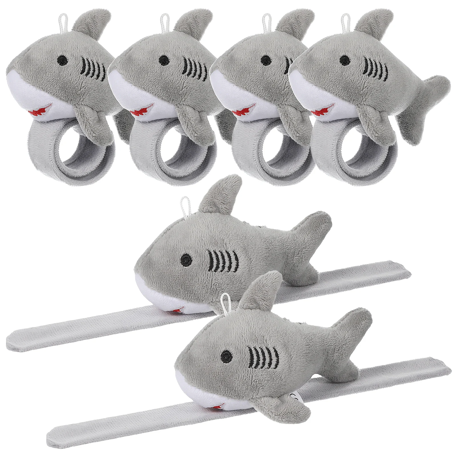

6 Pcs Shark Fabric Slap Bracelets Soft Material Gentle Cartoon Kids Parties Stuffed Animal Bracelets