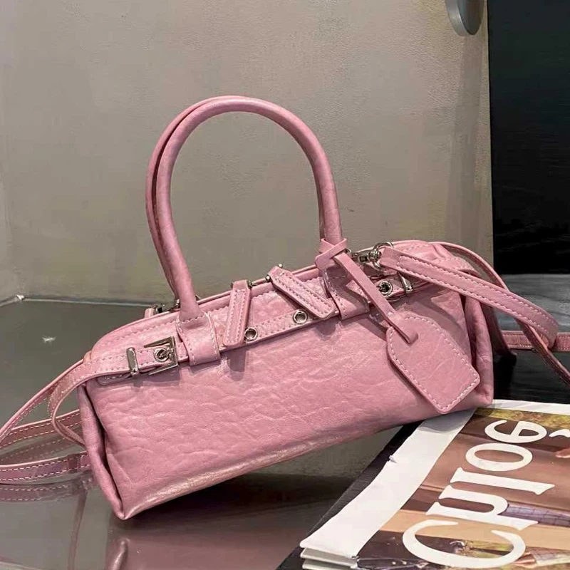 

Classic Small Bag For Women Luxury Designer Handbag Purse 2026 New In PU Stone Texture Belt Buckle Top Handle Shoulder Crossbody