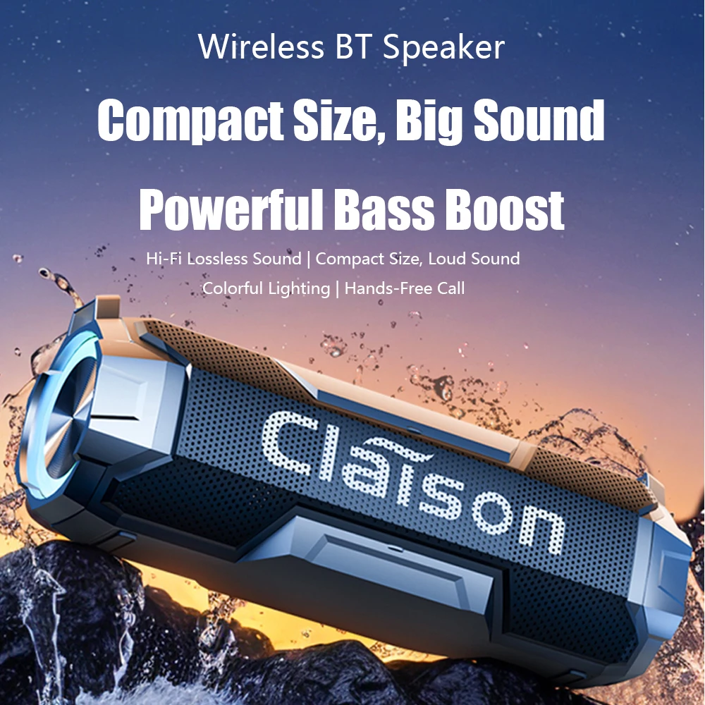 Altavoz CLAISON Bluetooth 5.3 |   Altavoz portátil para exteriores con batería larga y resistente al agua y graves profundos de alta fidelidad