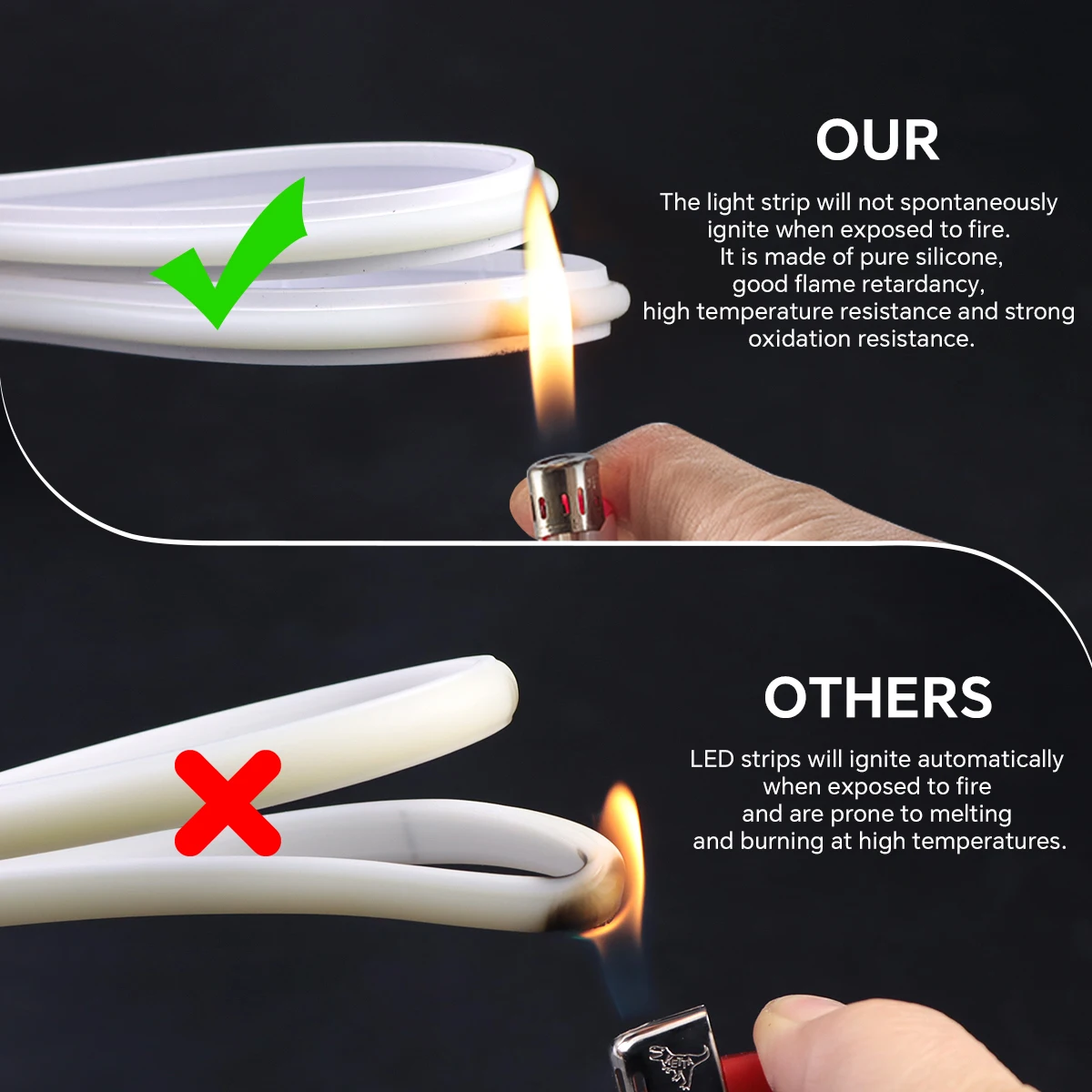 Fireproof Silicone LED Neon Light Strip 220V EU Plug In Self-Adhesive Even Glow COB LED Tape For Room Kitchen Outdoor Garden
