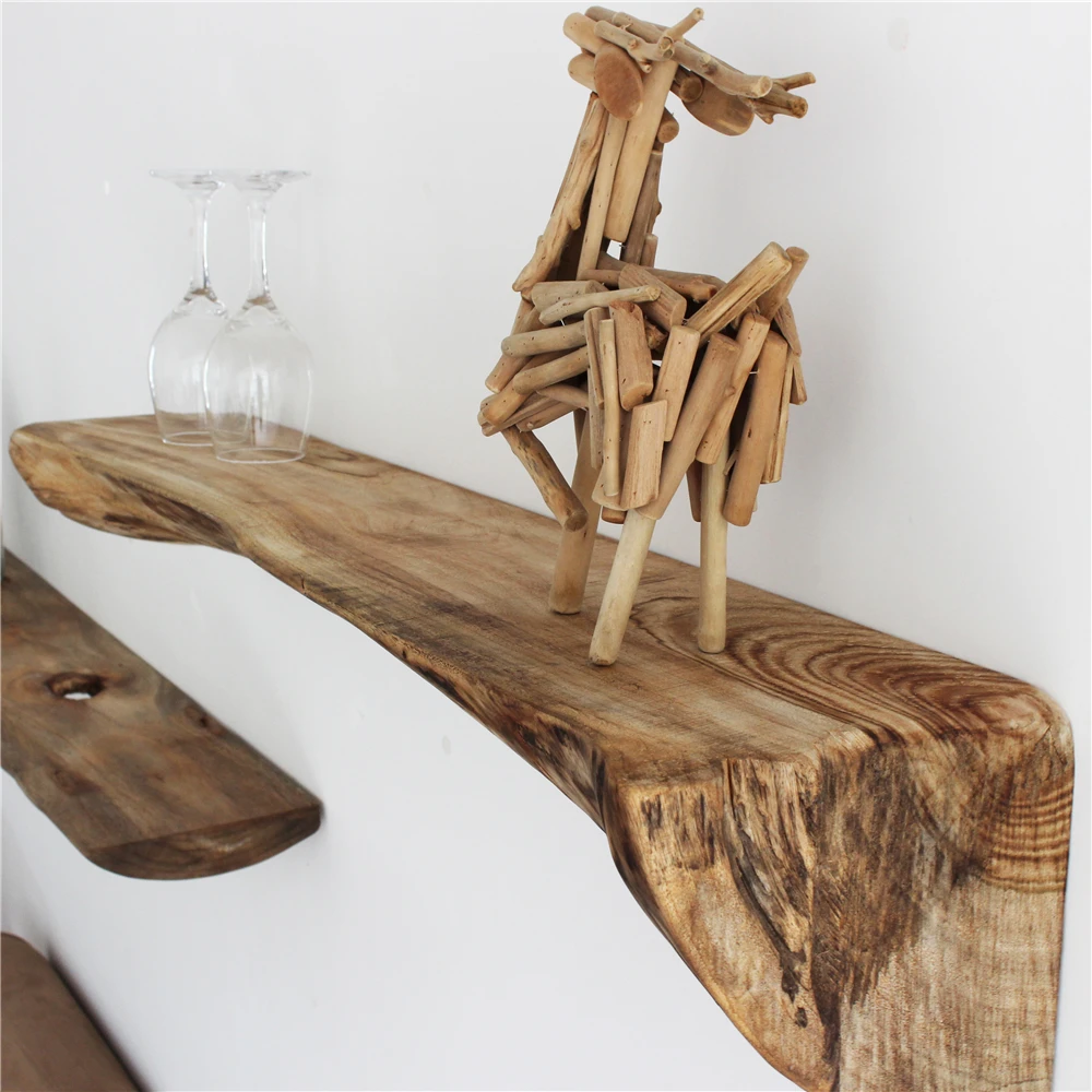 

Wooden Floating Shelves Camphor Wood Wall Shelf, Wall Mounted Shelves for Living Room/Bedroom/Kitchen/Bathroom Storage Organizer