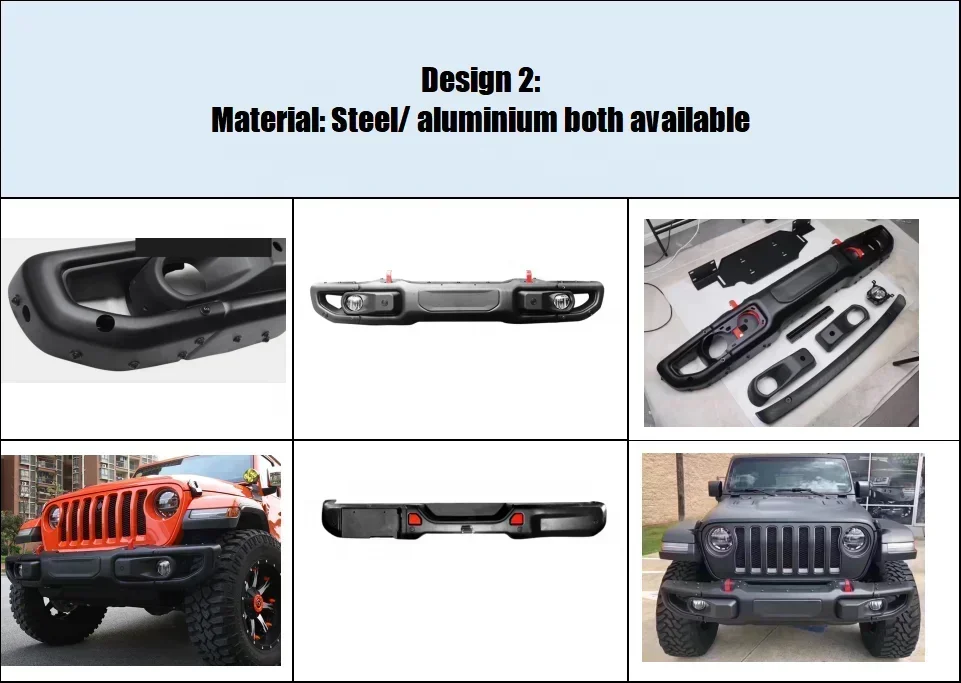 Aluminium Beschermende Voorbumper Auto Carrosserie Kits Voorbumper Achterbumper Voor Jeep Wrangler Jk 2007-2017 Jl