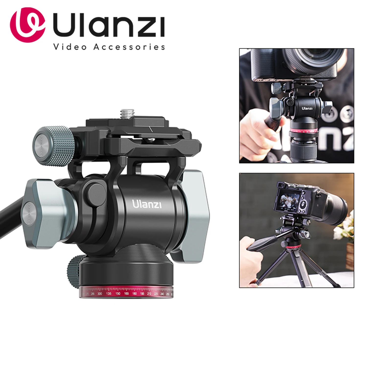 Ulanzi U-190 U190 Panoramic Tripod Head Hydraulic Fluid Video Damping Head For Tripod Monopod DSLR Camera Holder Stand Mobile