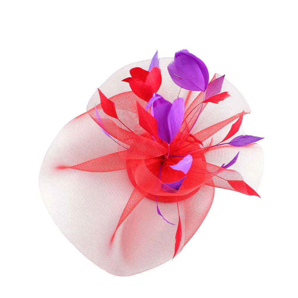 Modne zielone fascynatory na wesela pióra nakrycia głowy rude włosy kapelusz kobiety eleganckie damskie akcesoria do włosów Kenducky Derby