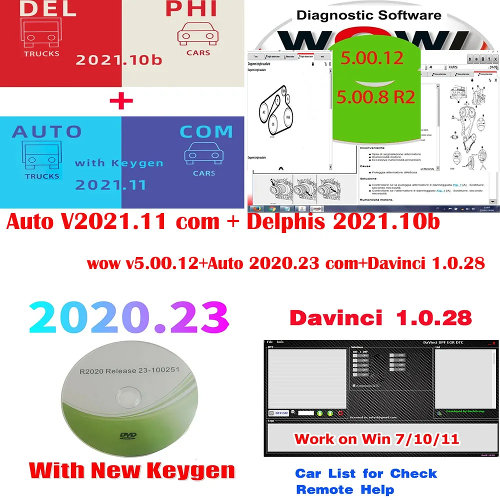 

2023 Hot Auto.COM 2021.11+Delphis 2021.10b with keygen+WOW 5.00.12 Software DS150 OBD2 Diagnostic tool Compatible with Bluetooth