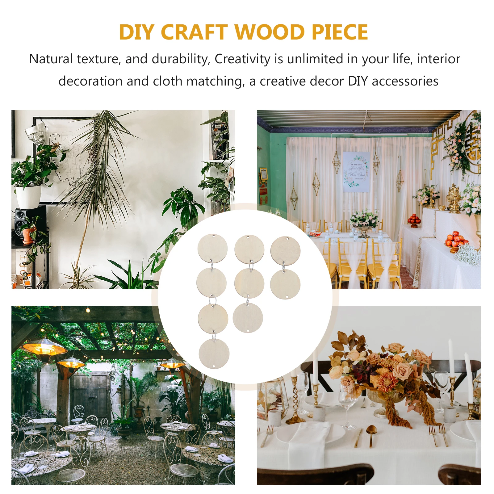 

50Pcs Calendar Wood Pieces Round DIY Craft Wood Chips for Home Decor Store Decoration Photo Prop Natural Texture Reminder Plaque