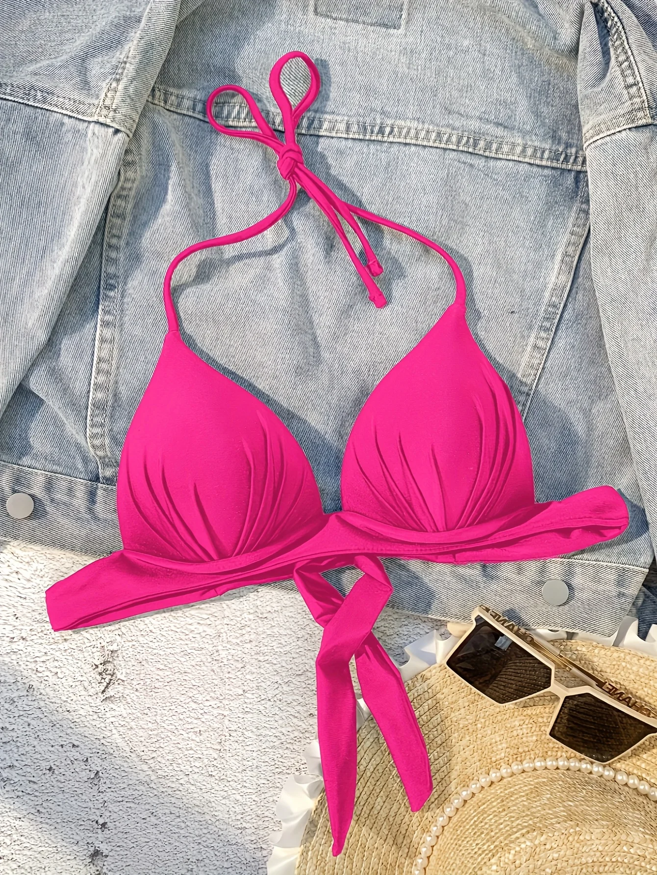

Rose halterneck swimsuit dopamine style white has ...