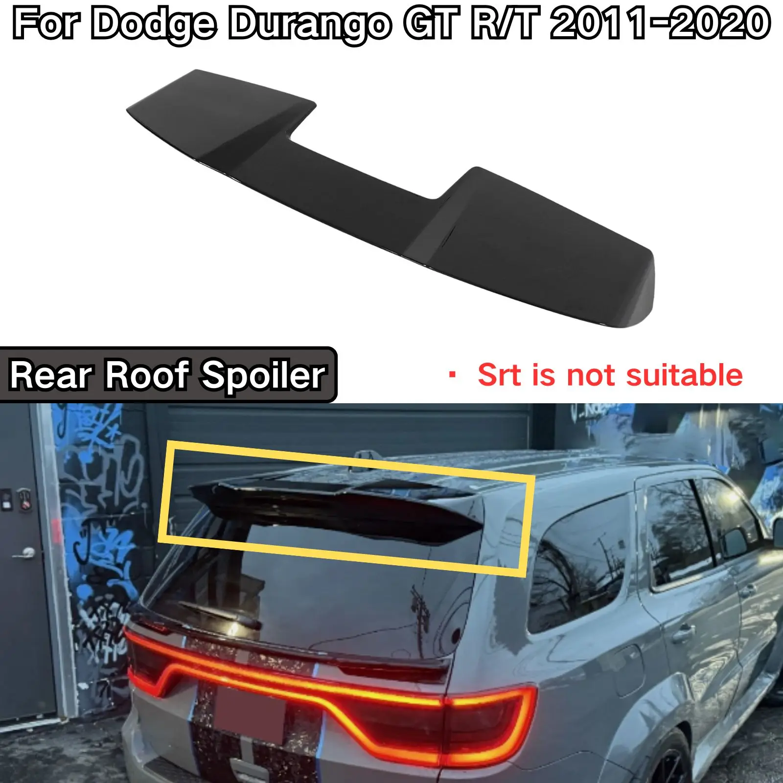 Alerón Trasero para Dodge Durango GT R/T 2011-2020, Color Negro Brillante, Fibra de Carbono Pintada, Accesorios para Auto, Kit de Carrocería