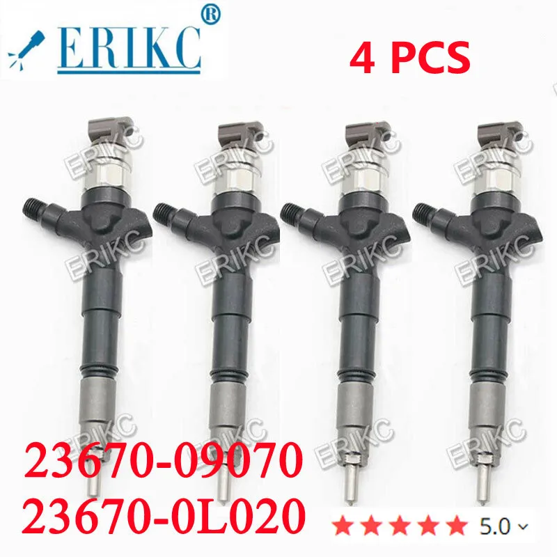 ERIKC 4PCS 23670-09070 GenuineAuto Accessory Injectors 2367009070 For Toyota Hilux 1KD-FTV OEM spare Parts 23670-0L020