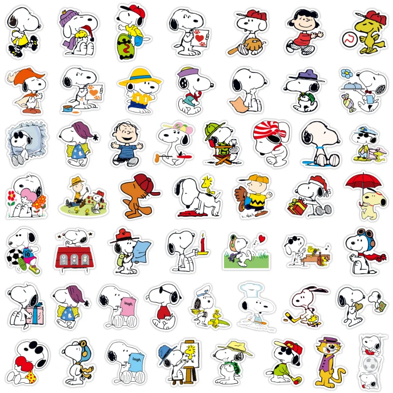 50pcs Snoopy Stickers Mix Cartoon Anime Graffiti Decals Laptop Phone Bottle Luggage Skateboard Cute Kids DIY Waterproof Decals