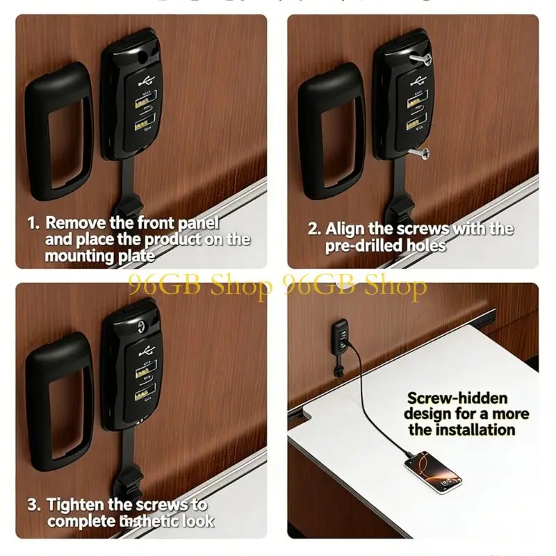 96GB 3 Port USB Outlet 12/24V Vehicle Chargers With Overload For Travel