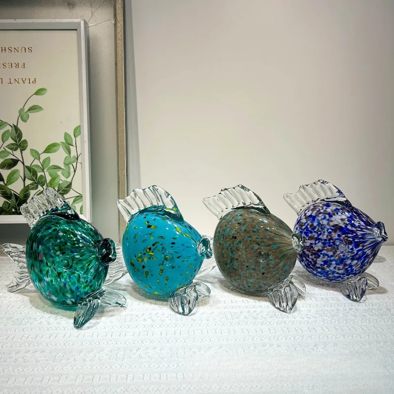 Handmade glazed colored kiss fish ornaments, modern simple entrance wine cabinet jewelry